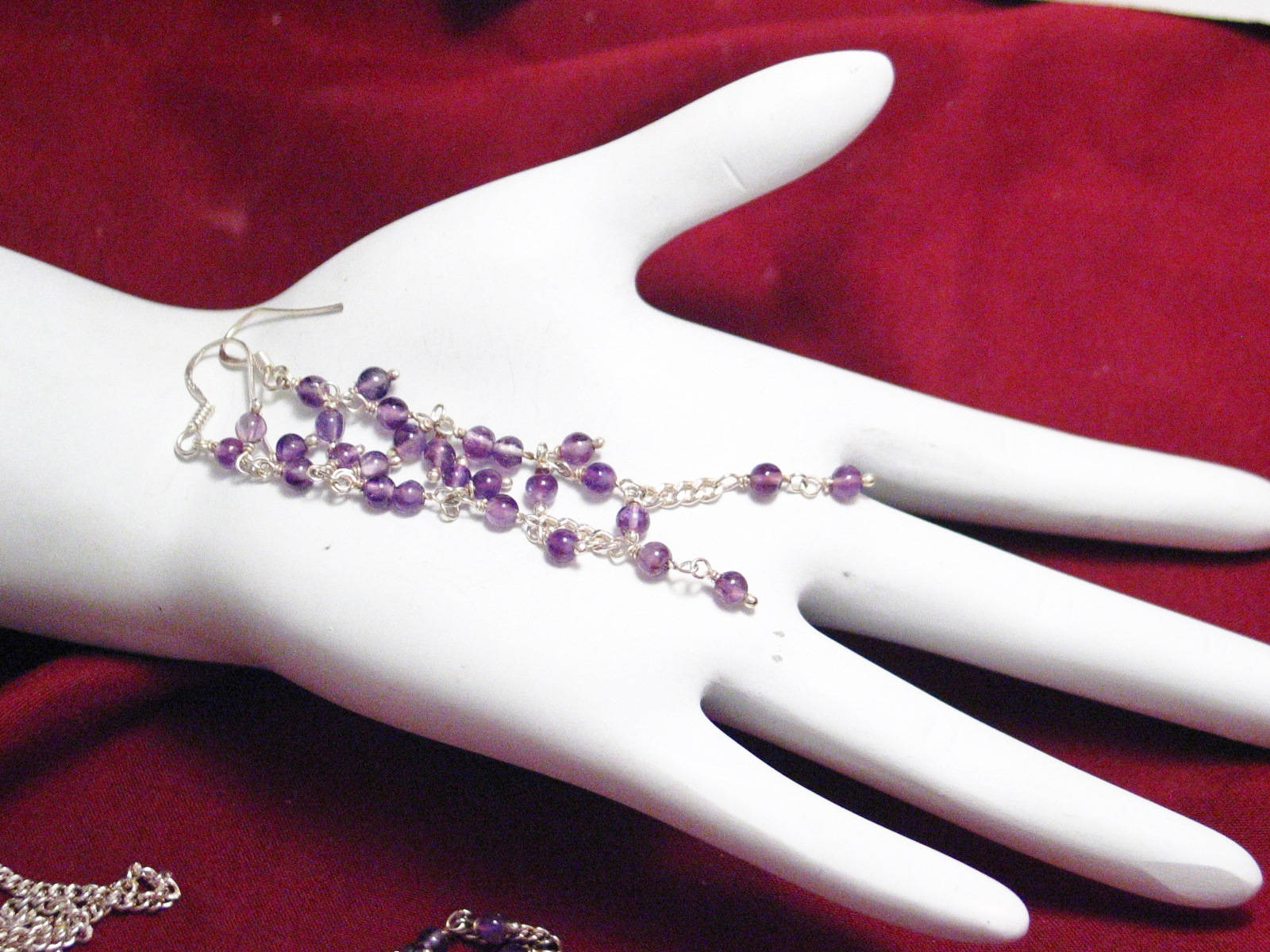 Earrings | 3.5" Sterling Silver Beaded Amethyst Earrings & Tassel Necklace set 18" | Jewelry