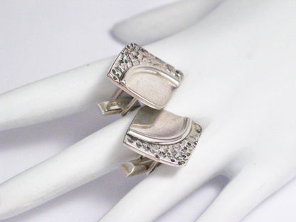 Cufflinks | Mens Vintage Sterling Silver Diamond Design Nugget Cufflinks | Mens Accessories