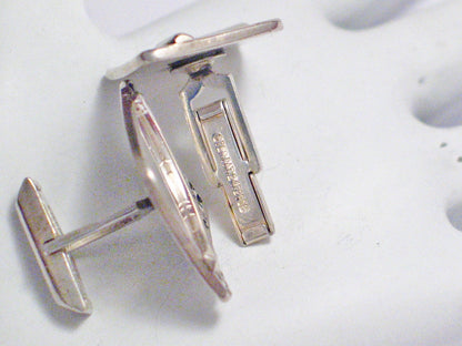 Sterling Silver Diamond Design Nugget Contrast Cufflinks | Engraveable