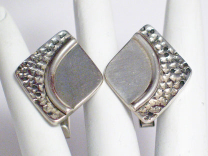 Sterling Silver Diamond Design Nugget Contrast Cufflinks | Engraveable