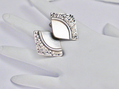 Cufflinks | Mens Vintage Sterling Silver Diamond Design Nugget Cufflinks | Mens Accessories