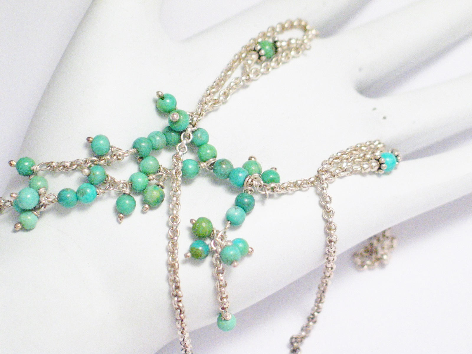 Chains | Womens Captivating Sterling Silver Turquoise Bead Y Necklace 17.5" | Necklaces