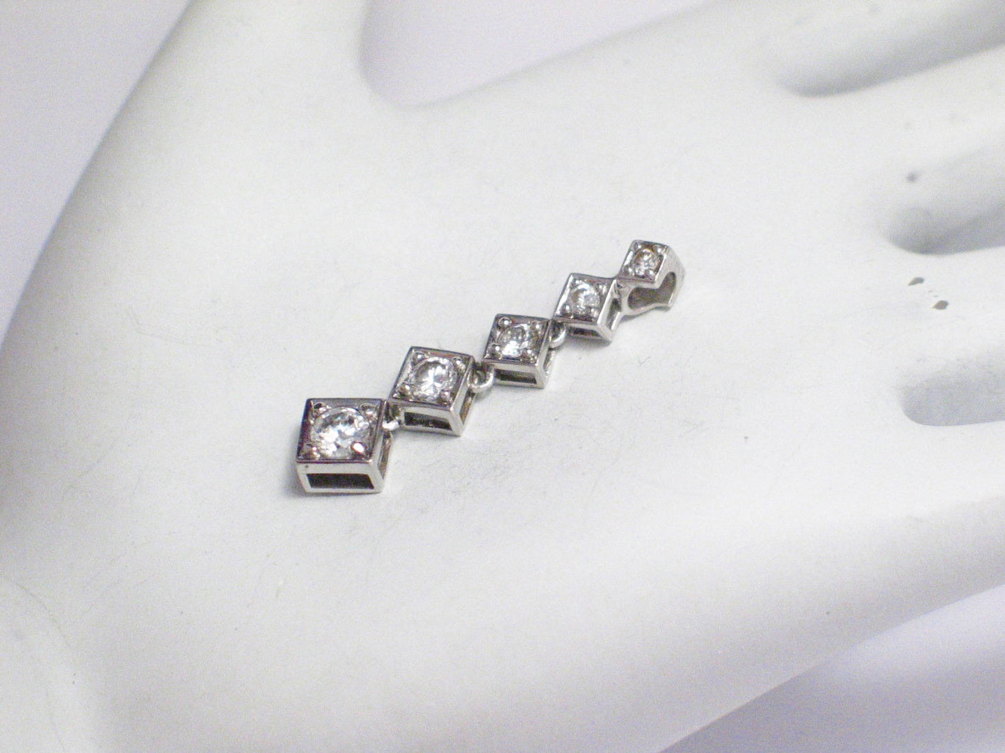 Pendant | Womens Sterling Silver Geometric Cubic Zirconia Stone Journey Pendant | Jewelry
