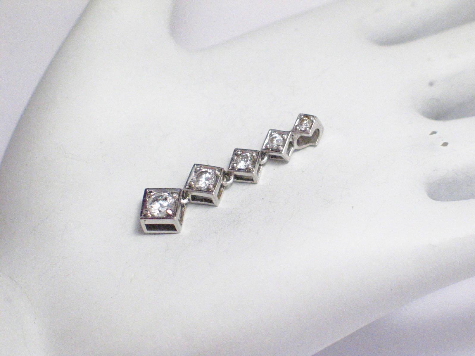 Geometric Waterfall, White Cubic Zirconia Sterling Silver Pendant