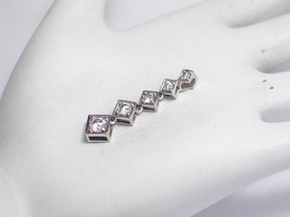 Geometric Waterfall, White Cubic Zirconia Sterling Silver Pendant