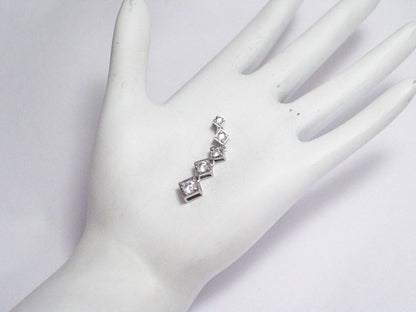 Geometric Waterfall, White Cubic Zirconia Sterling Silver Pendant  - Discount estate jewelry online