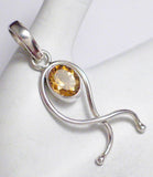 Silver Pendant | Sterling Silver Abstract Art Citrine Stone Pendant | Jewelry
