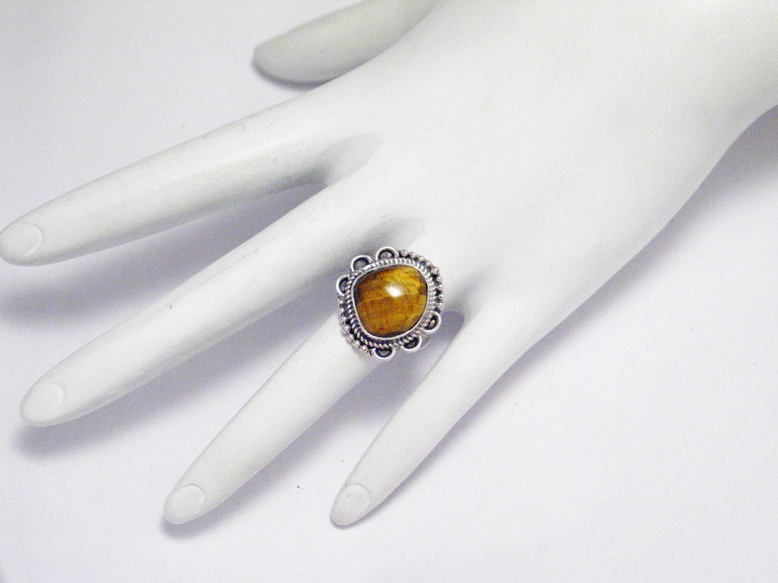 Silver Ring | Sterling Silver Golden Tigers Eye Stone Ring 6.25 | Jewelry