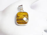 Silver Pendants | Sterling Silver Checkerboard Tigers Eye Stone Pendant | Jewelry
