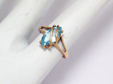Womens Rings | 80s 10k Gold Blue Topaz Crossover Ring 6.5 | Vintage Jewelry at Blingschlingers Jewelry