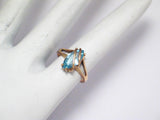 Womens Rings | 80s 10k Gold Blue Topaz Crossover Ring 6.5 | Vintage Jewelry