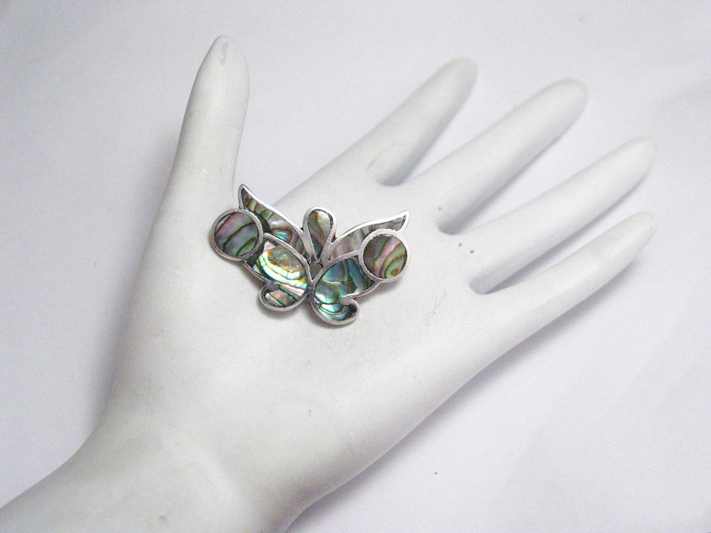 Sterling Silver Brooch, Vintage Jewelry Abalone Butterfly Brooch / Lapel Pin