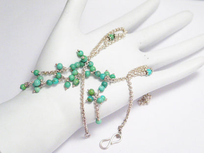 Chains | Womens Captivating Sterling Silver Turquoise Bead Y Necklace 17.5" | Necklaces