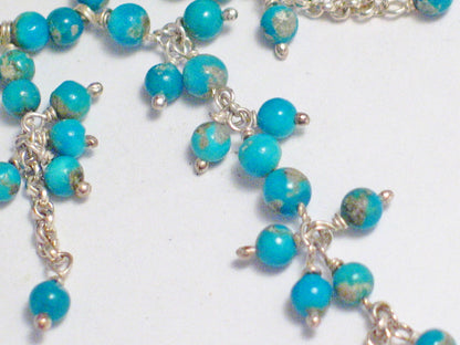 Chains | Womens Sterling Silver Blue Turquoise Bead Tassel Necklace 17.5"  | Necklaces