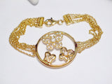 Gold Bracelet | Womens 14k Gold Sterling Silver Butterfly Halo 5 Strand Chain Bracelet  7" | Jewelry
