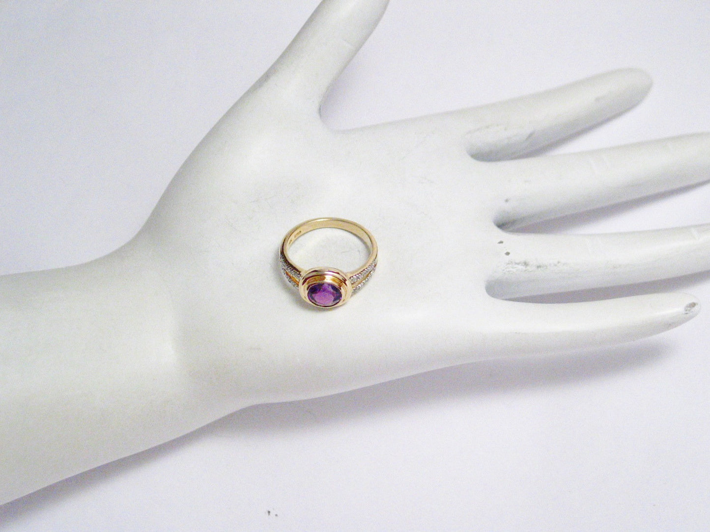 Amethyst Ring | Womens 14k Gold Amethyst Diamond Ring 7 | Jewelry