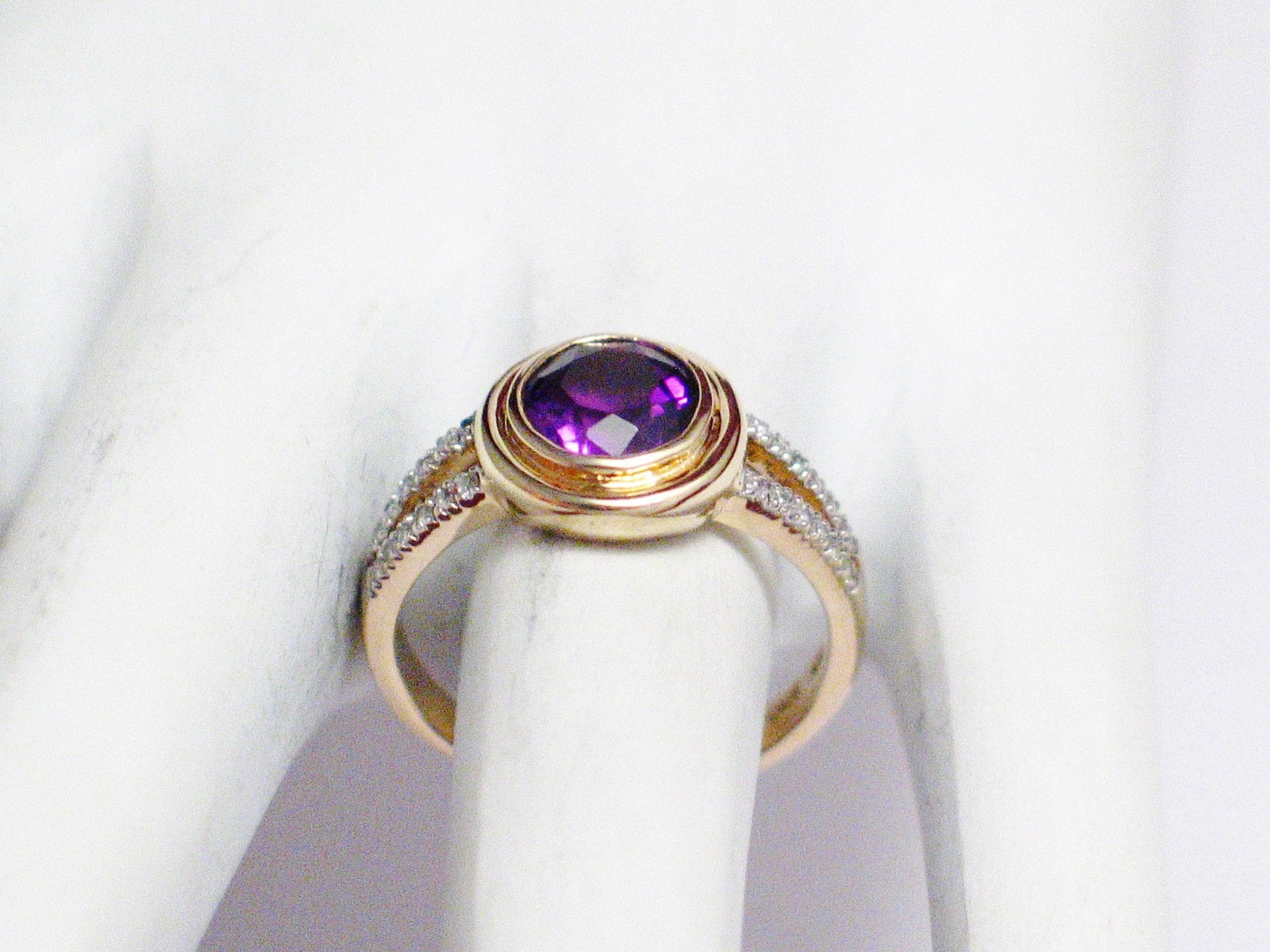 Amethyst Ring | Womens 14k Gold Amethyst Diamond Ring 7 | Jewelry