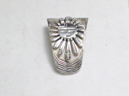 Silver Earrings, Hopi Sunflower Design Semi Hoop Style Sterling Silver Earrings - Vintage Jewelry online