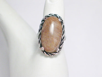 Silver Ring | Sterling Silver Oval Neutral Tone Banded Agate Ring  4.75 | Blingschlingers Jewelry