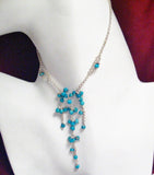Chains | Womens Sterling Silver Blue Turquoise Bead Tassel Necklace 17.5"  | Necklaces