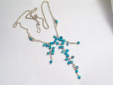 Chains | Womens Sterling Silver Blue Turquoise Bead Tassel Necklace 17.5"  | Necklaces