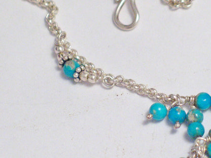 Chains | Womens Sterling Silver Blue Turquoise Bead Tassel Necklace 17.5"  | Necklaces