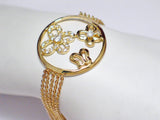 Gold Bracelet | Womens 14k Gold Sterling Silver Butterfly Halo 5 Strand Chain Bracelet  7" | Jewelry
