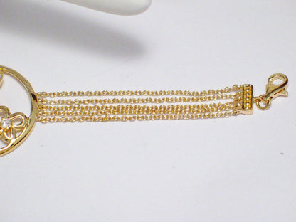Gold Bracelet | Womens 14k Gold Sterling Silver Butterfly Halo 5 Strand Chain Bracelet  7" | Jewelry