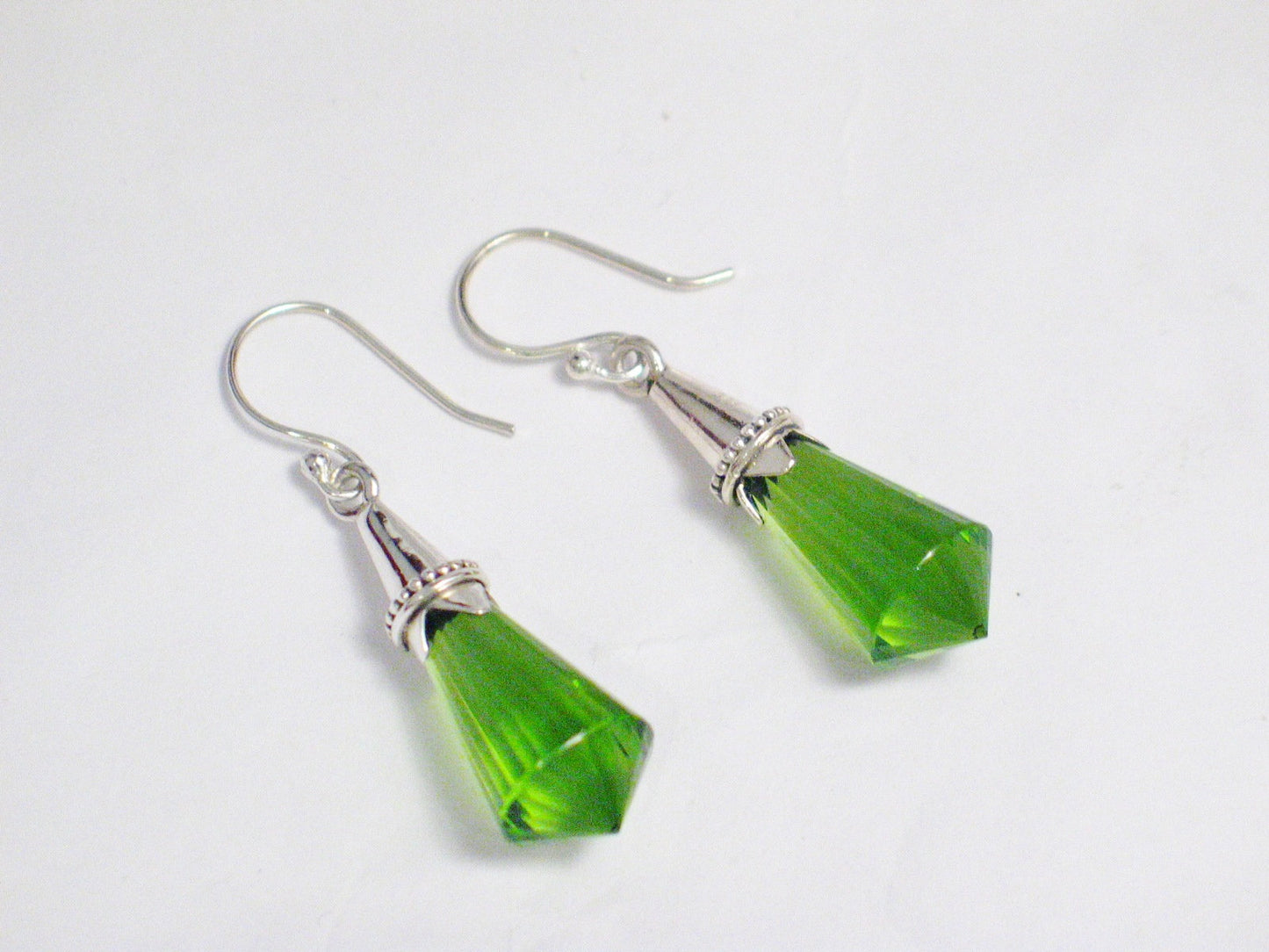 Dangle Earrings | Arrestive Sterling Silver Vibrant Green Crystal Dangle Earrings | Jewelry