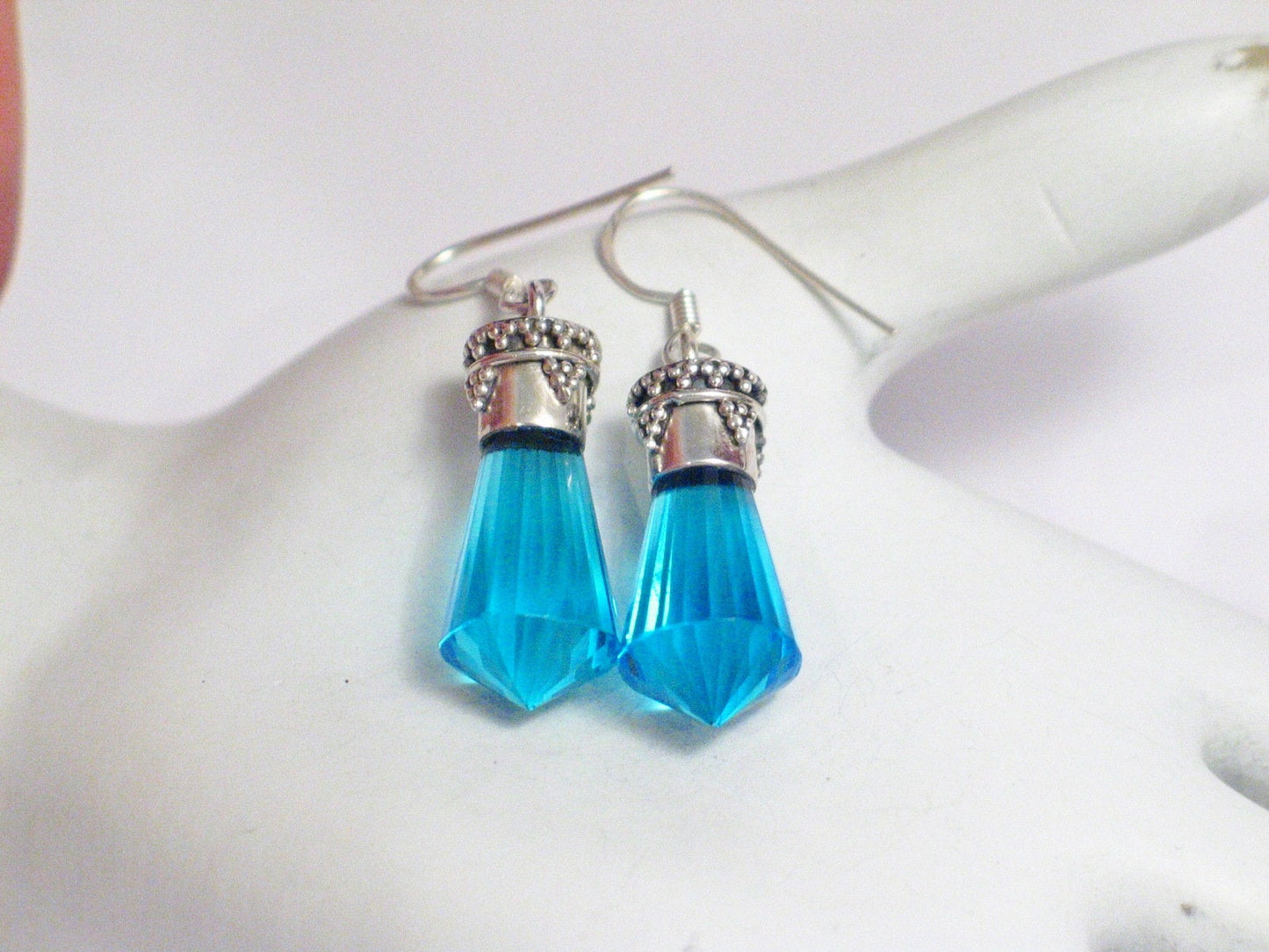 Dangle Earrings | Womens Sterling Silver Blue Tribal Style Bling Crystal Drop Earrings | Jewelry online