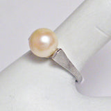 Pearl Ring | Vintage 10k White Gold Florentine Etched Pearl Solitaire Ring 6.25 | Jewelry