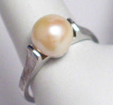 Pearl Ring | Vintage 10k White Gold Florentine Etched Pearl Solitaire Ring 6.25 | Jewelry