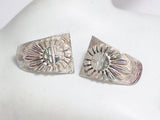 Earrings | Womens Sterling Silver Hopi Sunflower Semi Hoop Earrings | Jewelry