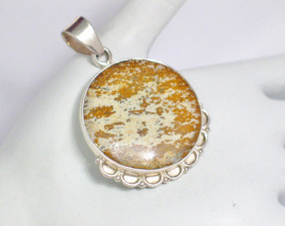 Silver Pendants | OOAK Sterling Silver Jasper Stone Circle Pendant | Blingschlingers Jewelry