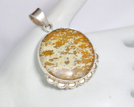 Big Stone Pendant, Mens Womens 925 Sterling Silver Picture Jasper Statement Pendant - Blingschlingers Jewelry