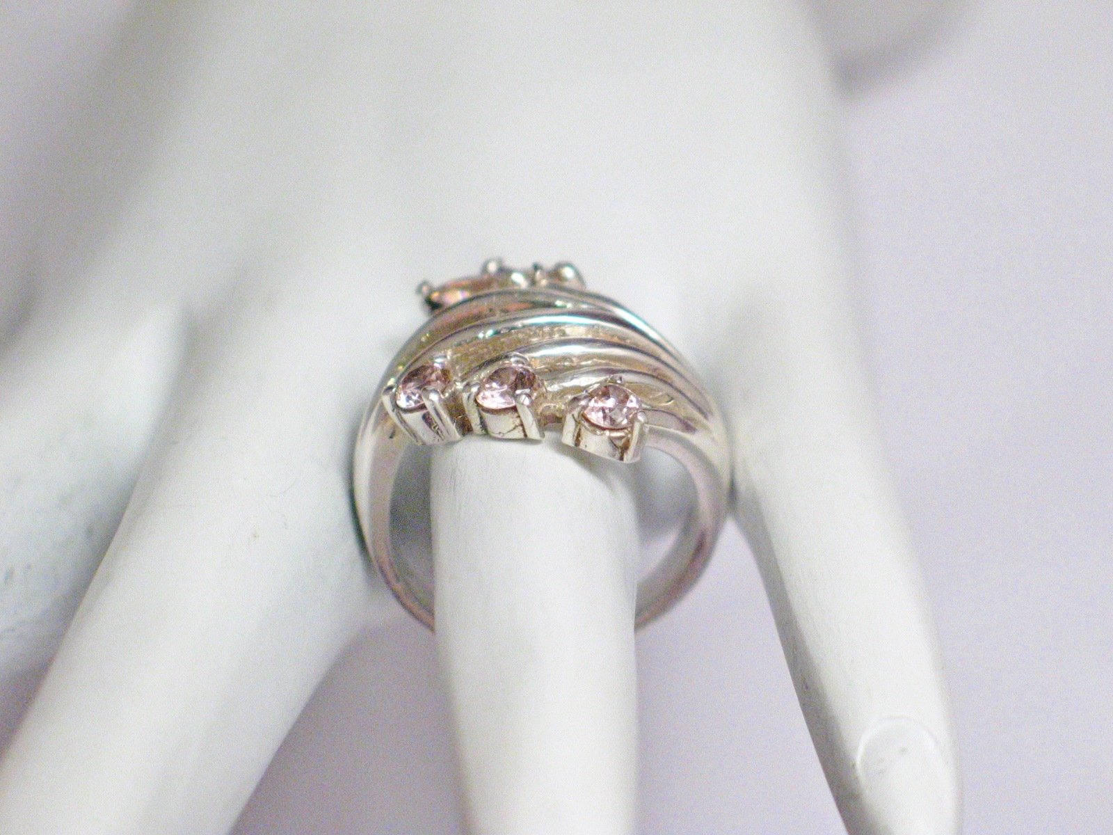 Womens Rings | Sterling Silver Cotton Candy Pink Cz Fan Wide Band Ring 8.5 | Discount Estate Jewelry