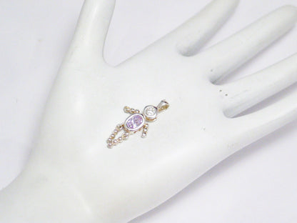 Sterling Silver Beaded Arms & Legs Pink Birthstone Boy Pendant
