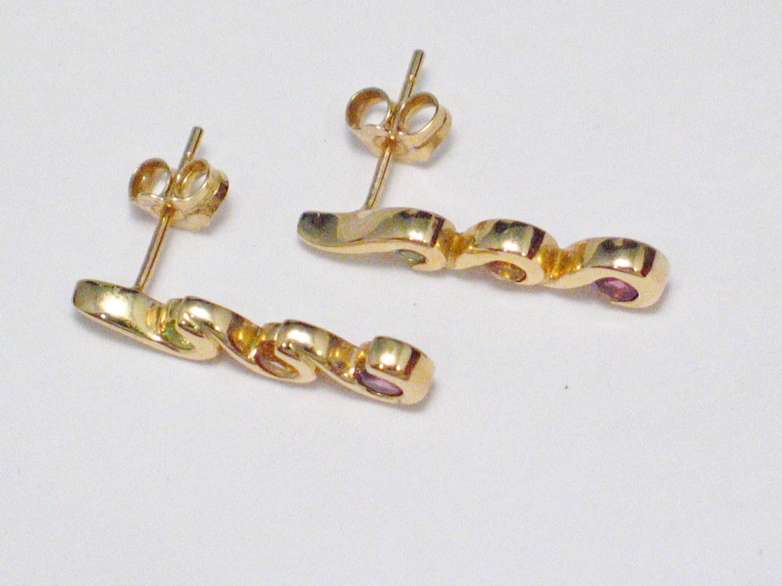 14k Gold Earrings, Beautiful Garnet Peridot Citrine Multi Gemstone Fancy Drop Earrings