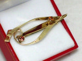 Gold Brooch / Lapel Pin | Vintage 8kt Gold Flowing Design Citrine Garnet Stone Brooch / Lapel Pin | Jewelry