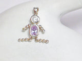 Pendant | Womens Sterling Silver Pink Birthstone Boy / Girl Pendant | Jewelry