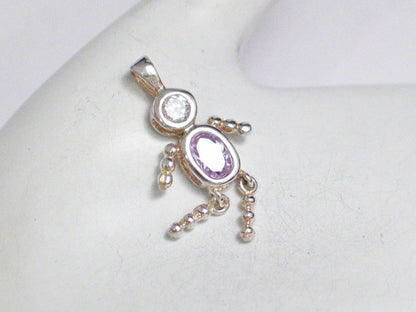 Pendant | Womens Sterling Silver Pink Birthstone Boy / Girl Pendant | Jewelry