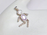 Pendant | Womens Sterling Silver Pink Birthstone Boy / Girl Pendant | Jewelry