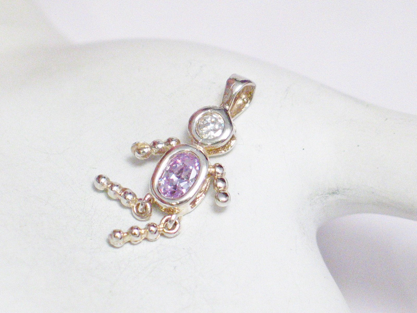 Pendant | Womens Sterling Silver Pink Birthstone Boy / Girl Pendant | Jewelry