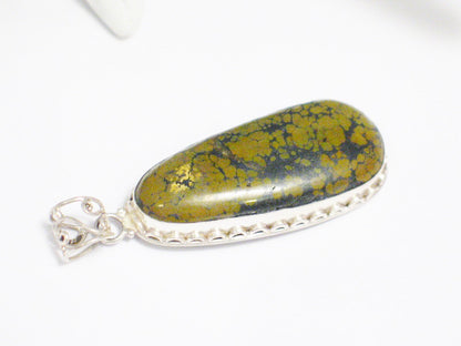 Pendant | Sterling Silver Large Mustard Brown Turquoise Stone Pendant | Discount Jewelry