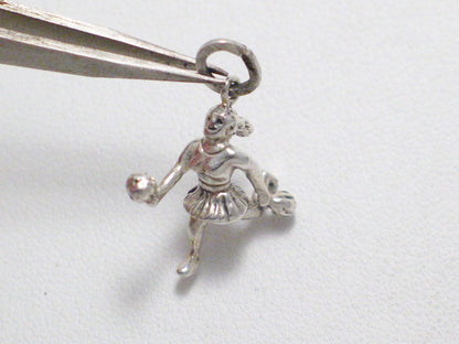Silver Charms | Womens Sterling Silver 3d Cheerleader w/ Pom Poms Pendant | Vintage Jewelry website online