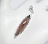Gold Pendant | 14k White Gold Brazilian Smokey Quartz Diamond Pendant | Jewelry
