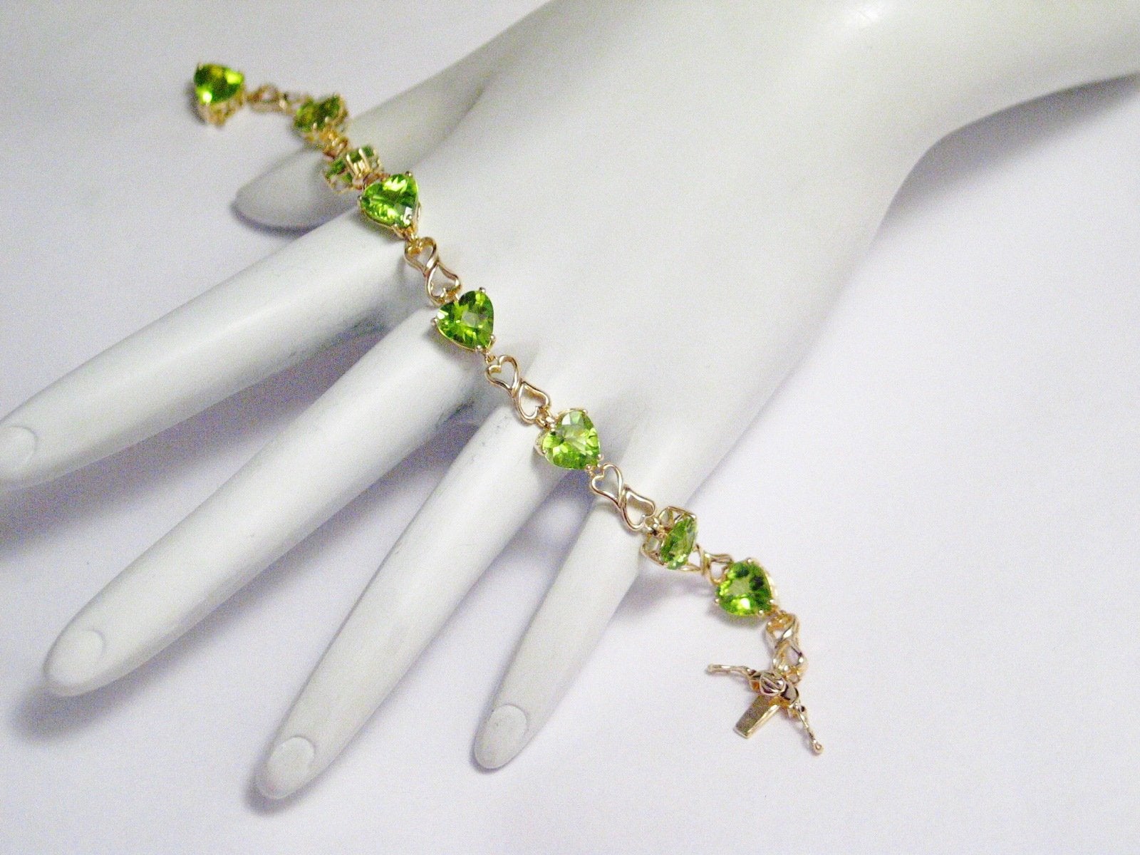 Green peridot gemstone 925 silver jewelry bracelet 7-8