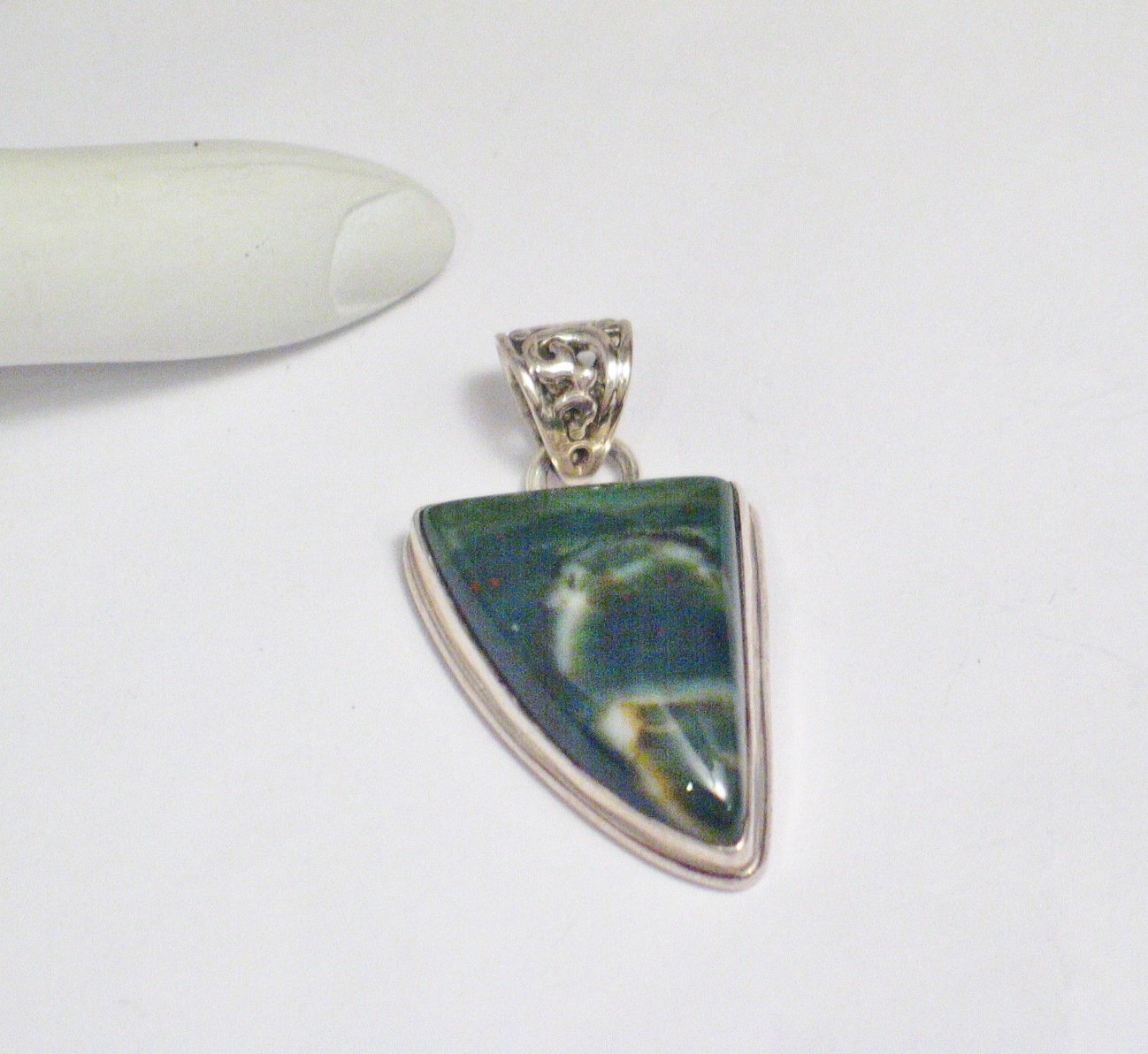 Pendants | Sterling Silver Geometric Design Bloodstone Stone Pendant | Discount Priced Jewelry