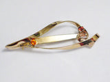 Gold Brooch / Lapel Pin | Vintage 8kt Gold Flowing Design Citrine Garnet Stone Brooch / Lapel Pin | Jewelry