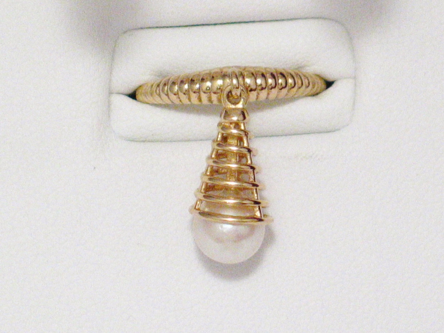 14k Gold Earrings + Ring Bundle Matching Spiral Design Pearl Jewelry Set